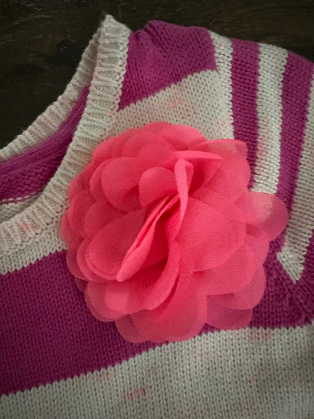 Gymboree Pink and Cream Striped Knit Dress with Flower